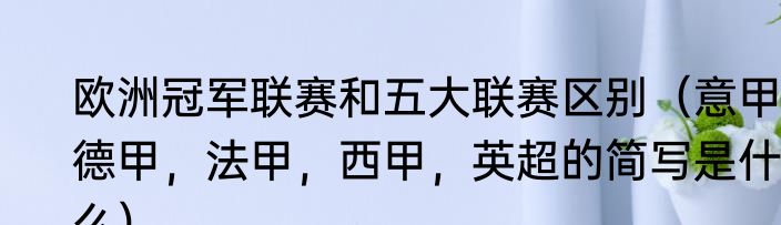 欧洲冠军联赛和五大联赛区别（意甲，德甲，法甲，西甲，英超的简写是什么）