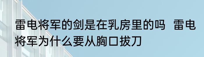 雷电将军的剑是在乳房里的吗  雷电将军为什么要从胸口拔刀