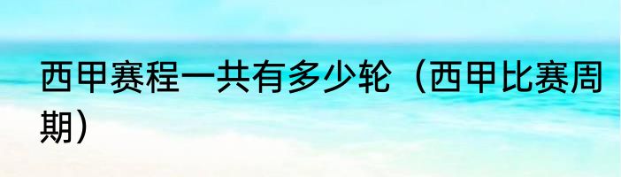 西甲赛程一共有多少轮（西甲比赛周期）