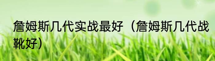 詹姆斯几代实战最好（詹姆斯几代战靴好）