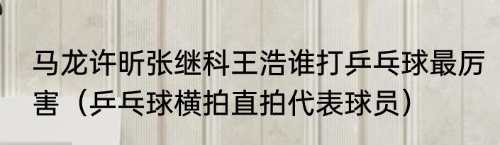 马龙许昕张继科王浩谁打乒乓球最厉害（乒乓球横拍直拍代表球员）