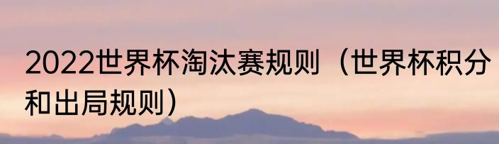 2022世界杯淘汰赛规则（世界杯积分和出局规则）