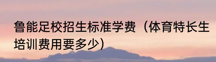 鲁能足校招生标准学费（体育特长生培训费用要多少）