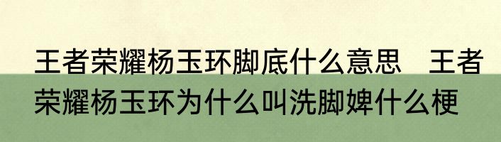 王者荣耀杨玉环脚底什么意思   王者荣耀杨玉环为什么叫洗脚婢什么梗