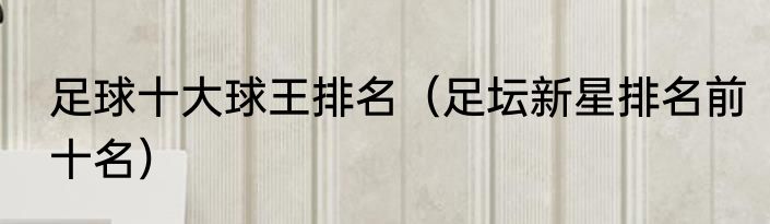 足球十大球王排名（足坛新星排名前十名）