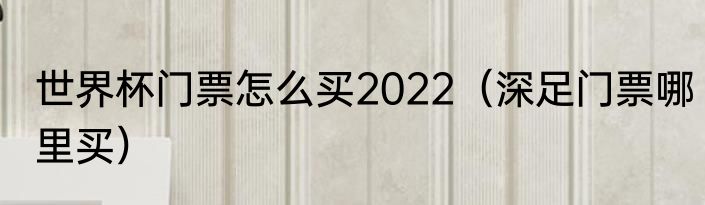 世界杯门票怎么买2022（深足门票哪里买）