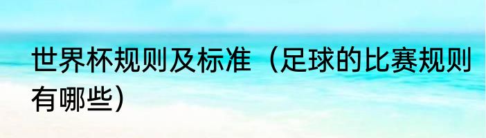 世界杯规则及标准（足球的比赛规则有哪些）