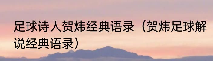 足球诗人贺炜经典语录（贺炜足球解说经典语录）