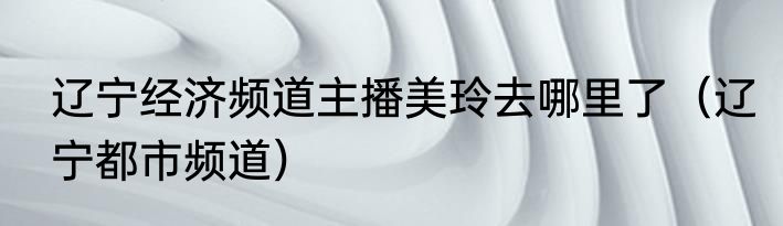 辽宁经济频道主播美玲去哪里了（辽宁都市频道）