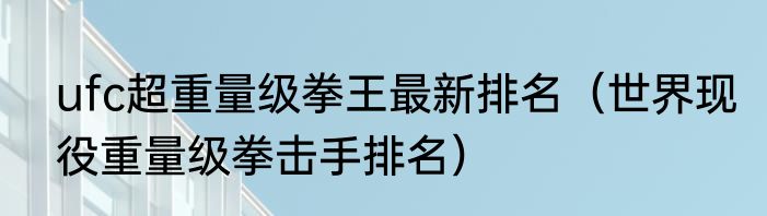 ufc超重量级拳王最新排名（世界现役重量级拳击手排名）