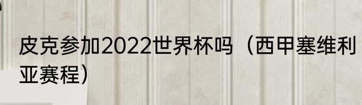 皮克参加2022世界杯吗（西甲塞维利亚赛程）
