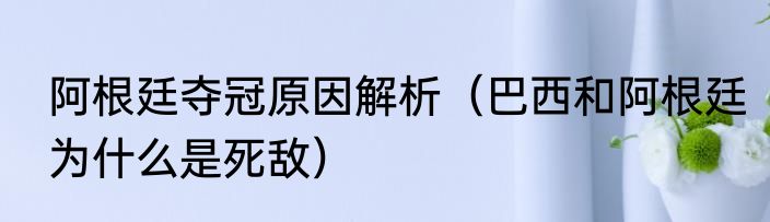 阿根廷夺冠原因解析（巴西和阿根廷为什么是死敌）