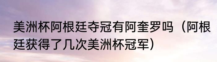 美洲杯阿根廷夺冠有阿奎罗吗（阿根廷获得了几次美洲杯冠军）