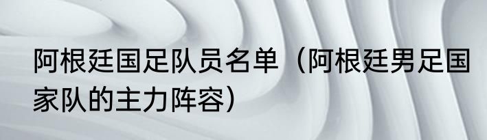 阿根廷国足队员名单（阿根廷男足国家队的主力阵容）