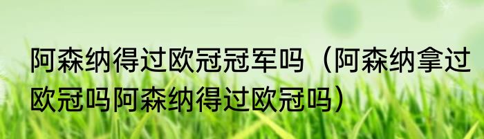 阿森纳得过欧冠冠军吗（阿森纳拿过欧冠吗阿森纳得过欧冠吗）