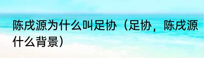 陈戌源为什么叫足协（足协，陈戌源什么背景）