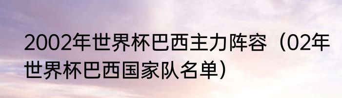 2002年世界杯巴西主力阵容（02年世界杯巴西国家队名单）