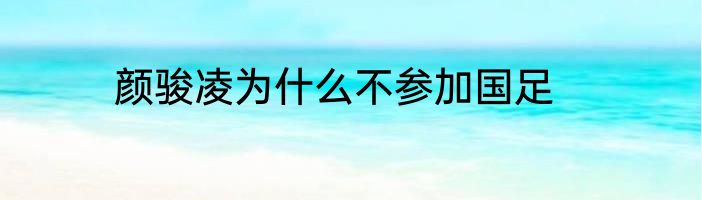 颜骏凌为什么不参加国足