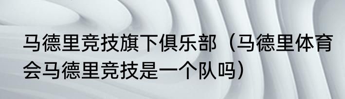 马德里竞技旗下俱乐部（马德里体育会马德里竞技是一个队吗）