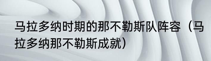 马拉多纳时期的那不勒斯队阵容（马拉多纳那不勒斯成就）