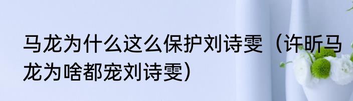 马龙为什么这么保护刘诗雯（许昕马龙为啥都宠刘诗雯）