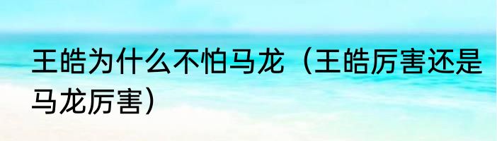 王皓为什么不怕马龙（王皓厉害还是马龙厉害）