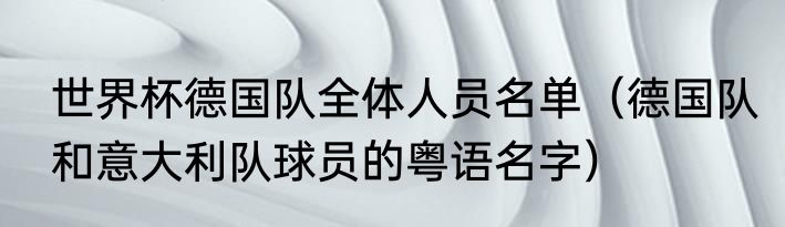 世界杯德国队全体人员名单（德国队和意大利队球员的粤语名字）