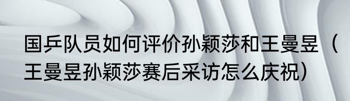 国乒队员如何评价孙颖莎和王曼昱（王曼昱孙颖莎赛后采访怎么庆祝）