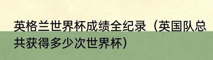 英格兰世界杯成绩全纪录（英国队总共获得多少次世界杯）