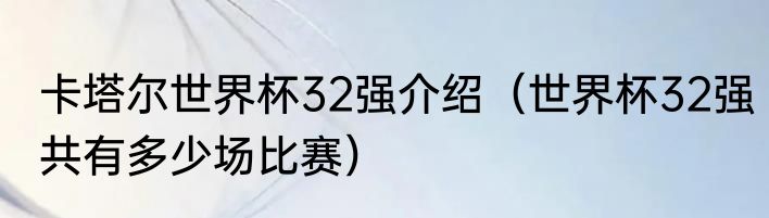 卡塔尔世界杯32强介绍（世界杯32强共有多少场比赛）
