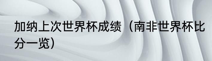 加纳上次世界杯成绩（南非世界杯比分一览）