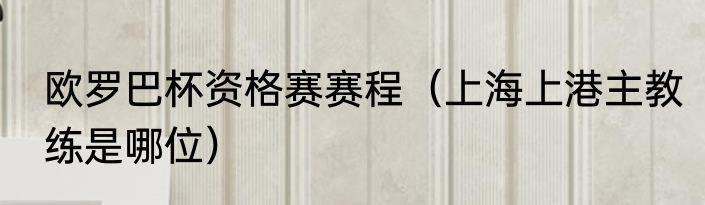 欧罗巴杯资格赛赛程（上海上港主教练是哪位）