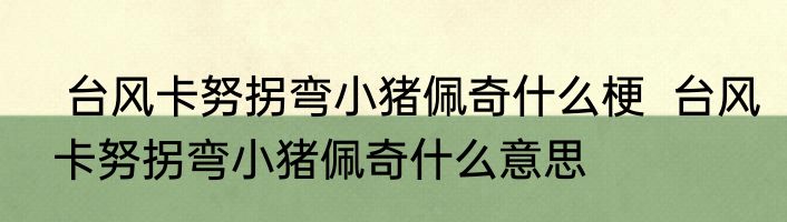  台风卡努拐弯小猪佩奇什么梗  台风卡努拐弯小猪佩奇什么意思