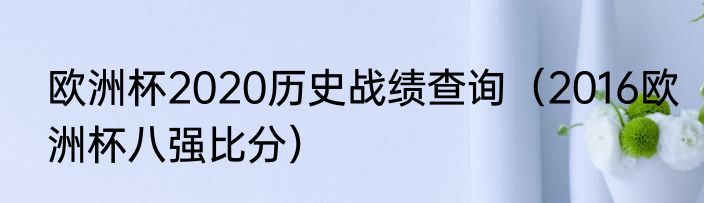 欧洲杯2020历史战绩查询（2016欧洲杯八强比分）