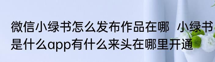 微信小绿书怎么发布作品在哪  小绿书是什么app有什么来头在哪里开通