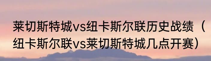 莱切斯特城vs纽卡斯尔联历史战绩（纽卡斯尔联vs莱切斯特城几点开赛）