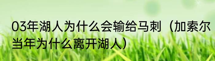 03年湖人为什么会输给马刺（加索尔当年为什么离开湖人）