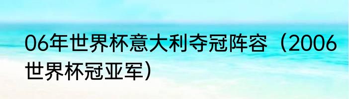 06年世界杯意大利夺冠阵容（2006世界杯冠亚军）