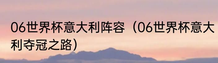 06世界杯意大利阵容（06世界杯意大利夺冠之路）