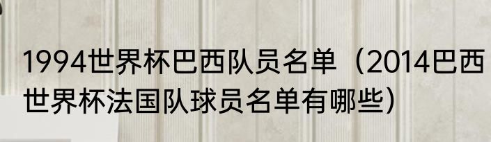 1994世界杯巴西队员名单（2014巴西世界杯法国队球员名单有哪些）