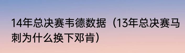 14年总决赛韦德数据（13年总决赛马刺为什么换下邓肯）