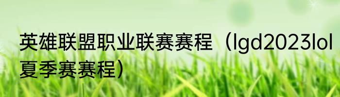 英雄联盟职业联赛赛程（lgd2023lol夏季赛赛程）