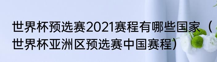 世界杯预选赛2021赛程有哪些国家（世界杯亚洲区预选赛中国赛程）