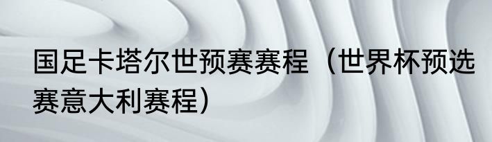 国足卡塔尔世预赛赛程（世界杯预选赛意大利赛程）