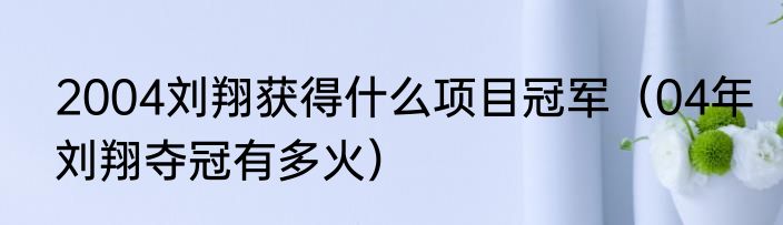 2004刘翔获得什么项目冠军（04年刘翔夺冠有多火）