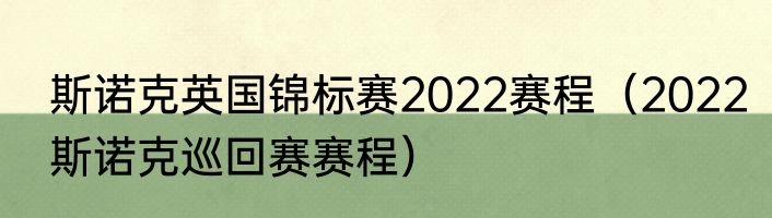 斯诺克英国锦标赛2022赛程（2022斯诺克巡回赛赛程）