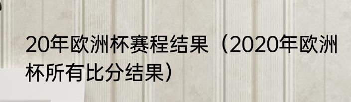 20年欧洲杯赛程结果（2020年欧洲杯所有比分结果）