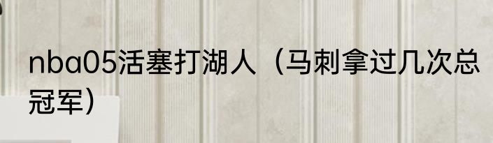 nba05活塞打湖人（马刺拿过几次总冠军）