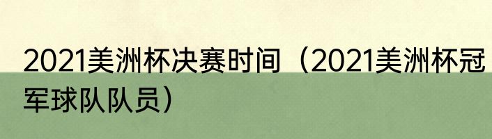 2021美洲杯决赛时间（2021美洲杯冠军球队队员）