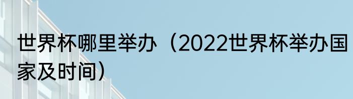 世界杯哪里举办（2022世界杯举办国家及时间）
